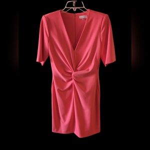 Hot pink Calvin Klein dress with shoulder pads size 10